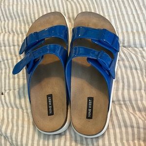 Blue Birkenstock-like shoe